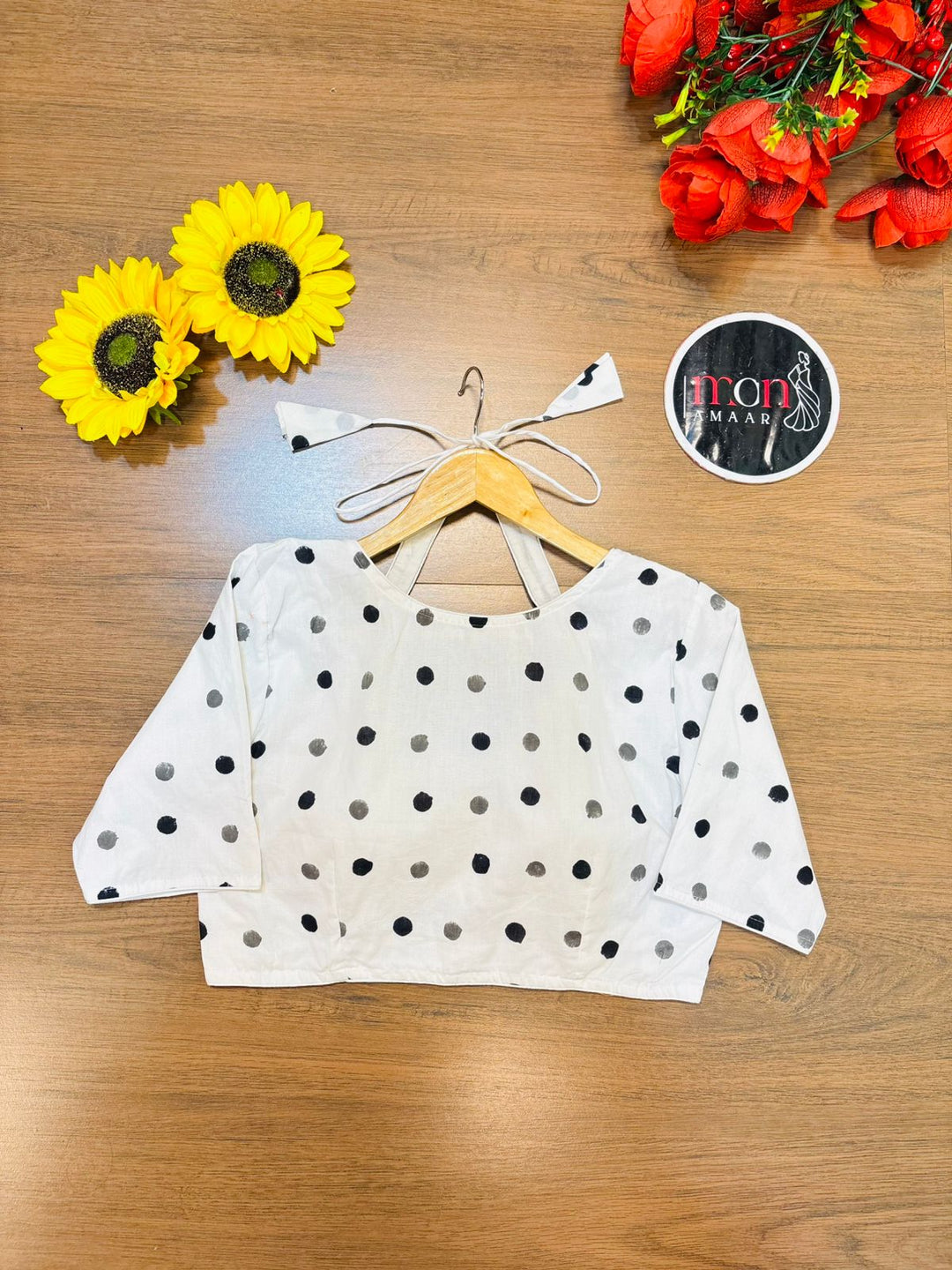 White & Black Dabu Masaba Cotton Blouse [Shade 2]
