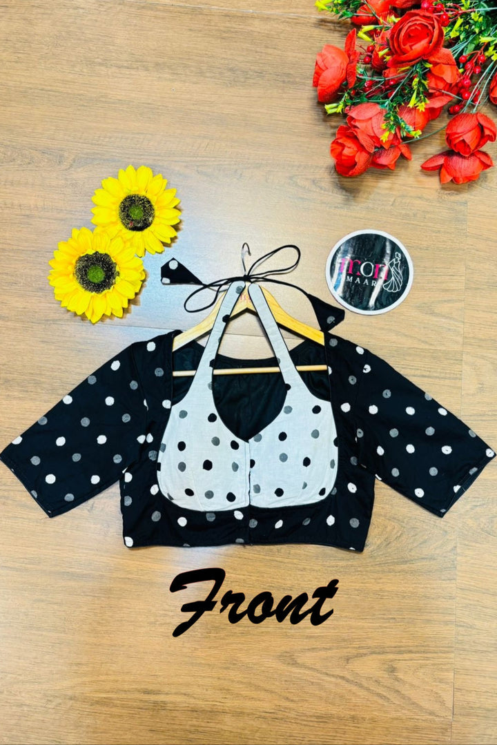 Black Shade Dabu Masaba Cotton Blouse