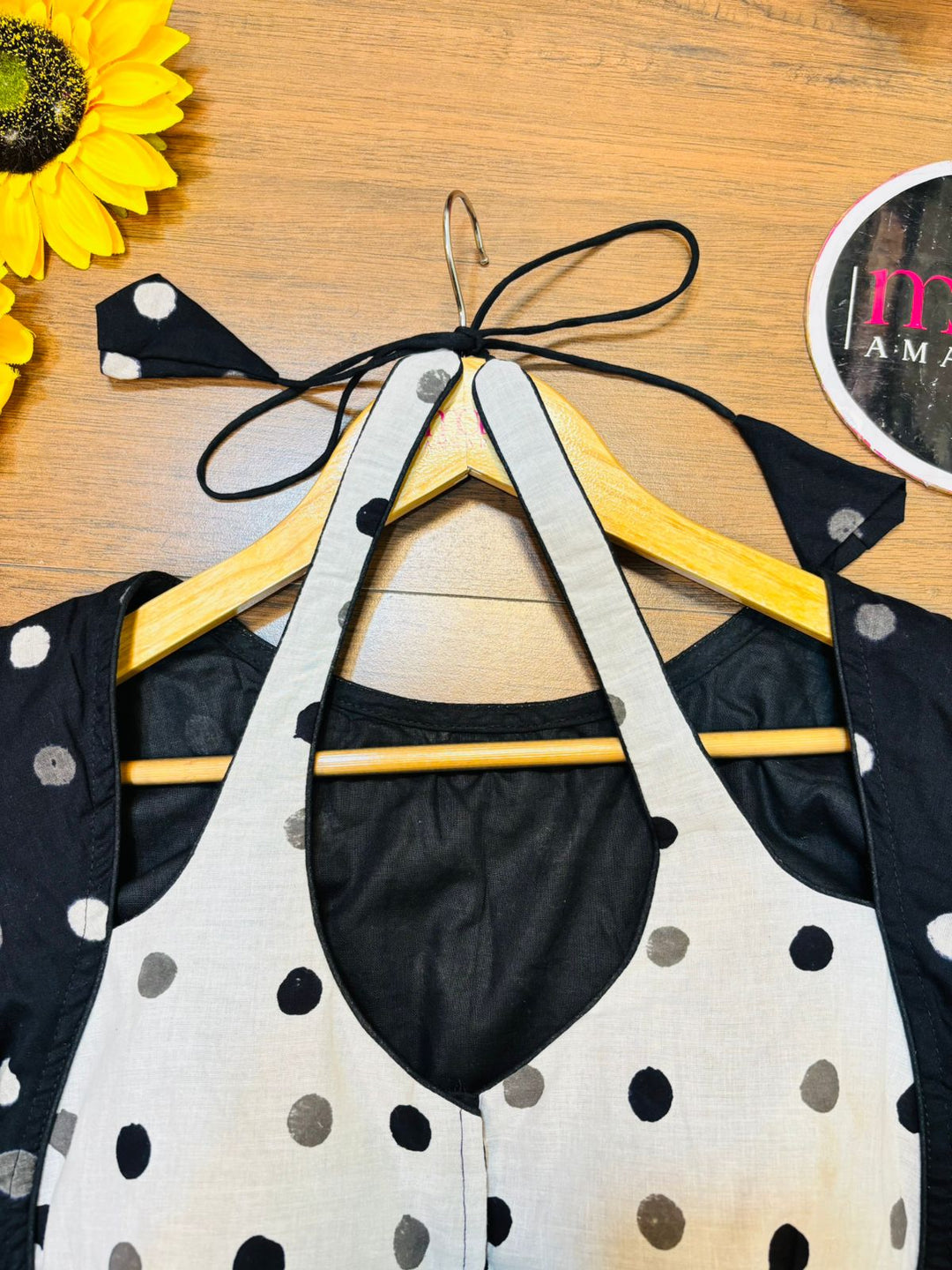 Black Shade Dabu Masaba Cotton Blouse