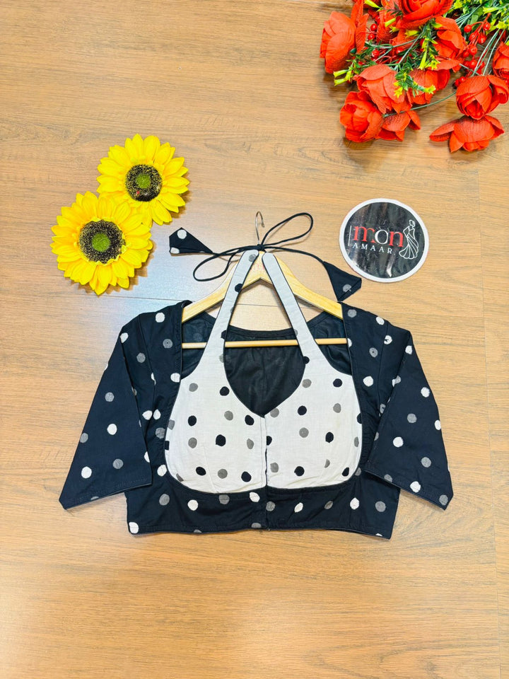 Black Shade Dabu Masaba Cotton Blouse