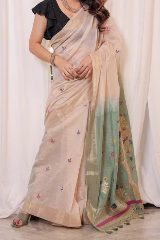Twilight Radiance Muga Cotton Saree