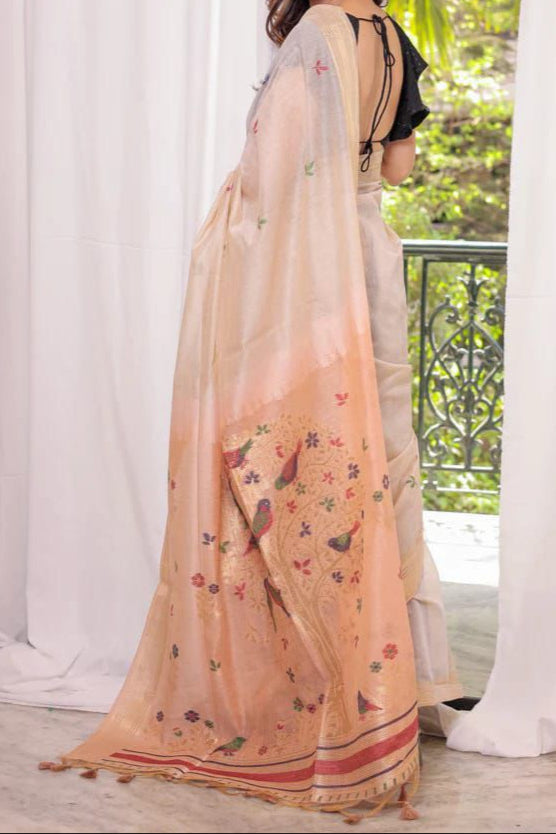 Twilight Radiance Muga Cotton Saree