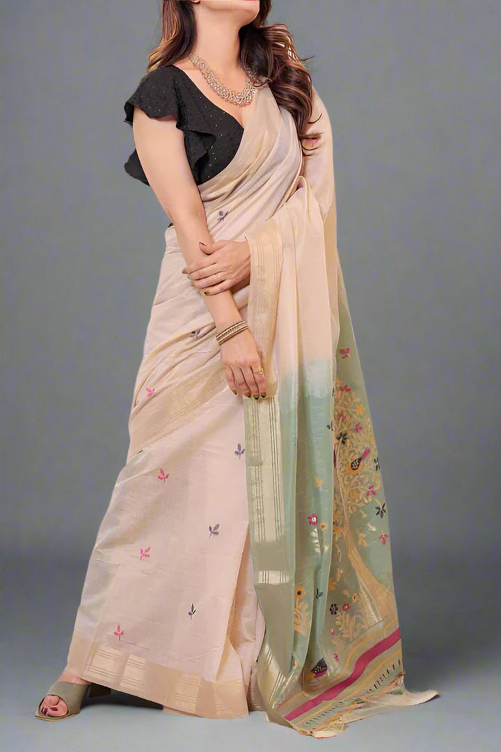 Twilight Radiance Muga Cotton Saree