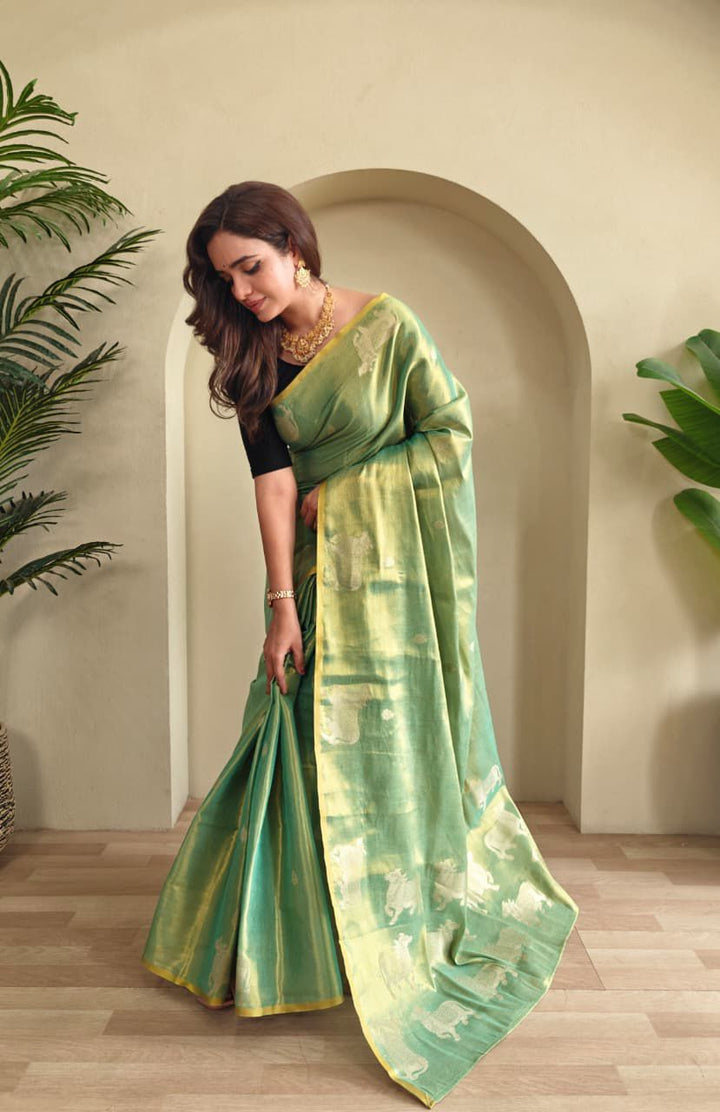 Divine Kamdhenu Tissue Silk Saree