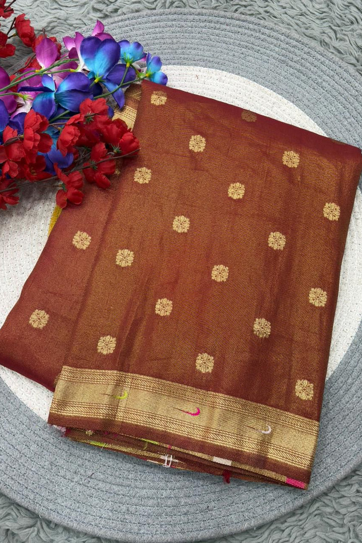 Autumn of the Heart Tissue Organza Saree