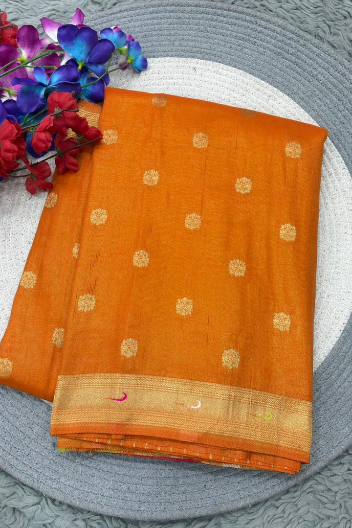 Autumn of the Heart Tissue Organza Saree