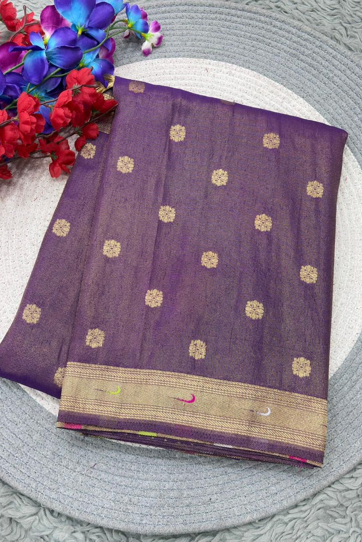 Autumn of the Heart Tissue Organza Saree