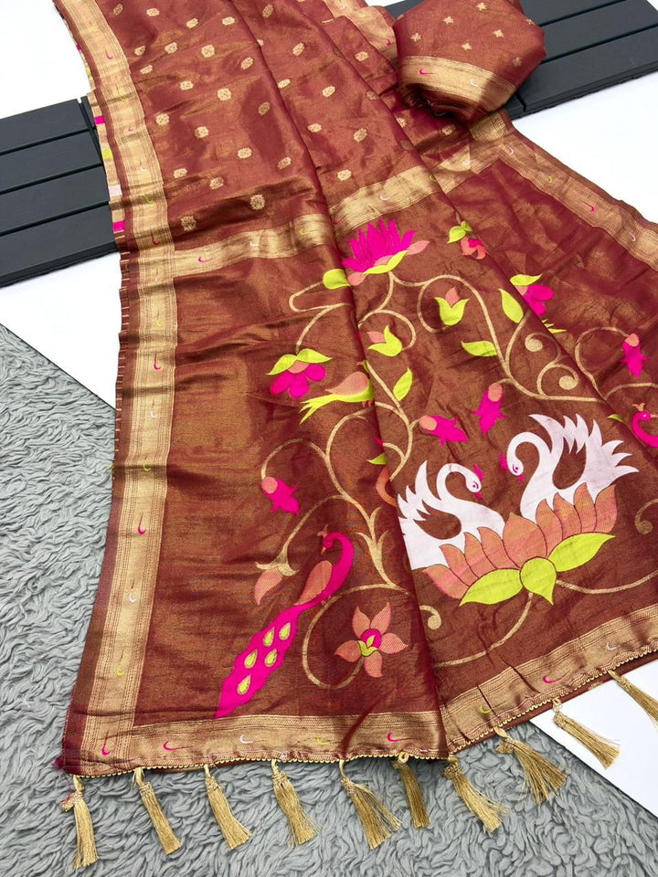 Autumn of the Heart Tissue Organza Saree
