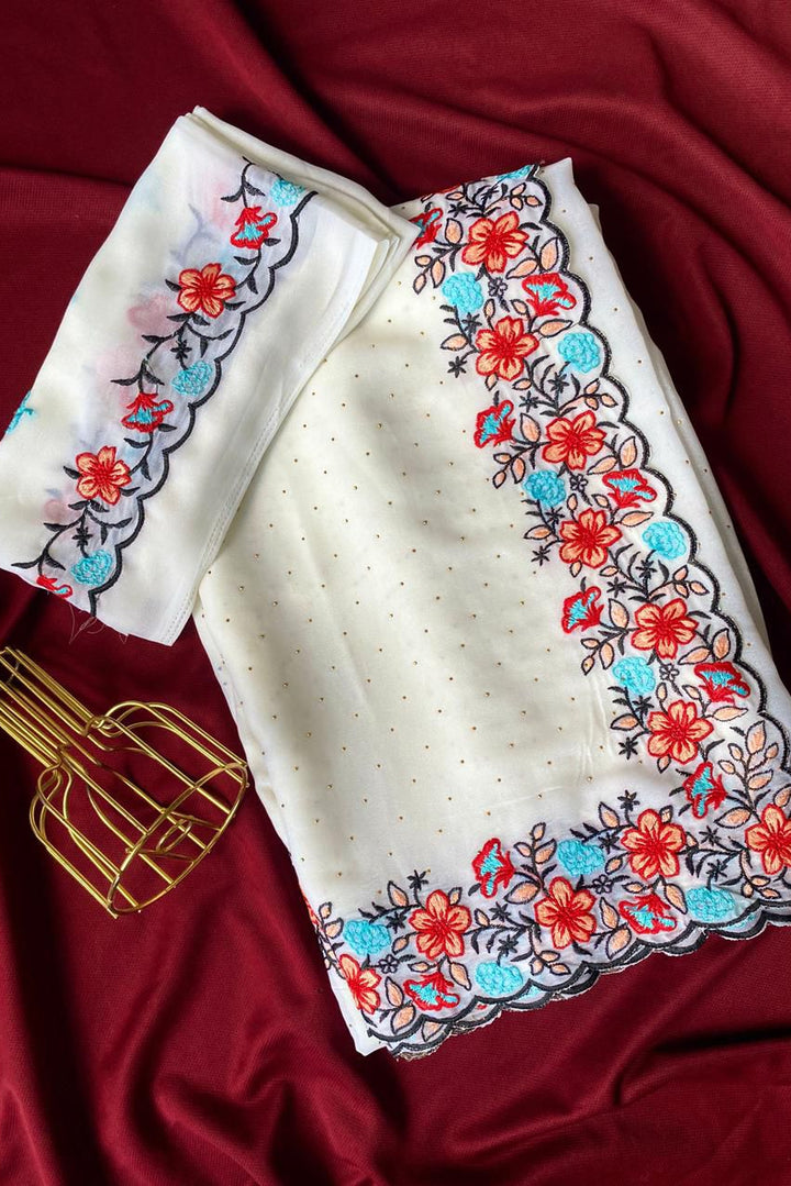 Raindrop Romance Georgette Saree
