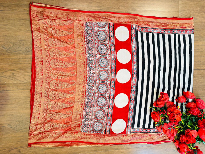 Own Your Aura Ajrakh Dola Silk Saree