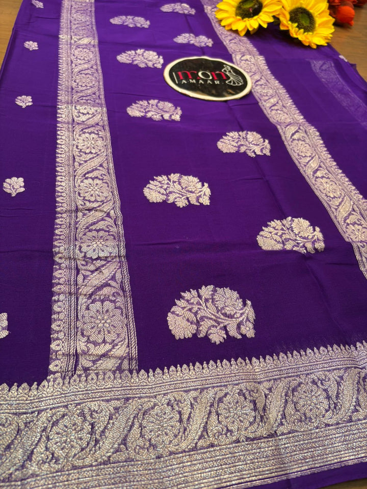 Legacy Of Khaddi Chiffon Handloom Banarasi Saree [Purple]