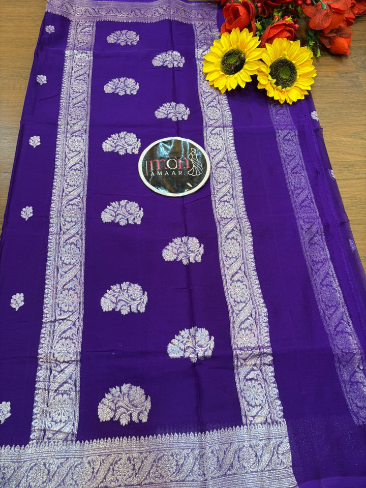 Legacy Of Khaddi Chiffon Handloom Banarasi Saree [Purple]