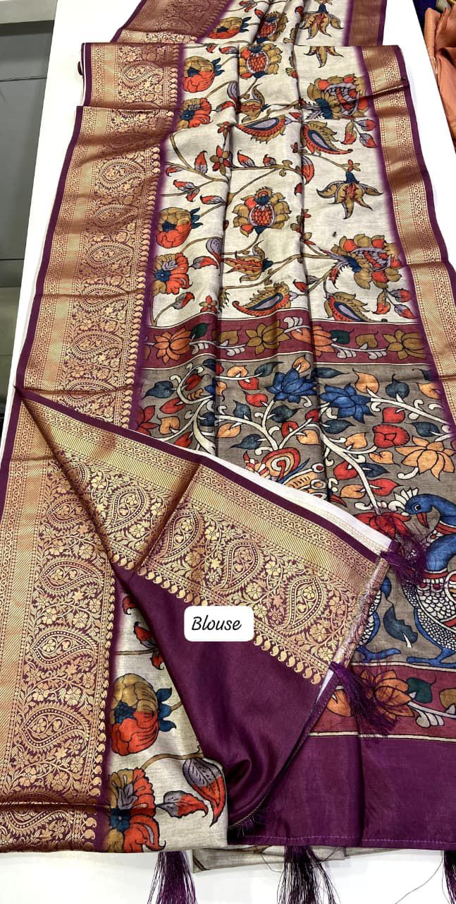 The Romantic Cloud Tussar Silk Saree