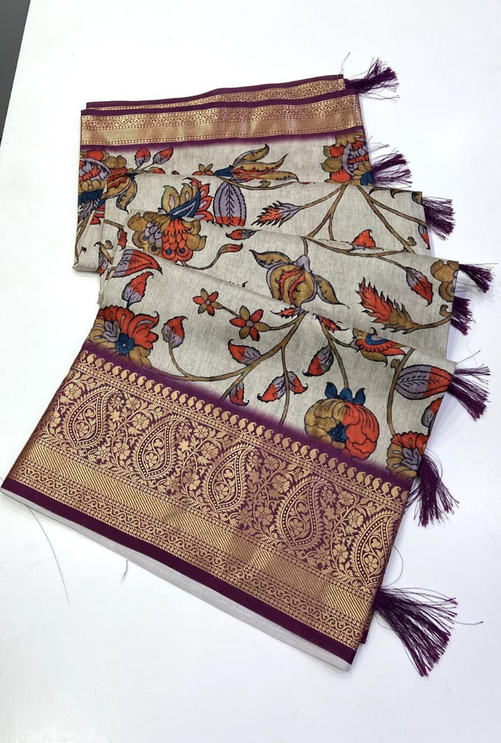 The Romantic Cloud Tussar Silk Saree