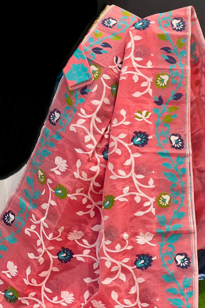 Neel Megh Dhakai Jamdani Saree