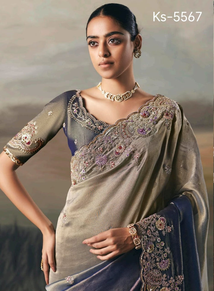 Fairytale in Raindrops Fancy Tissue Silk Saree