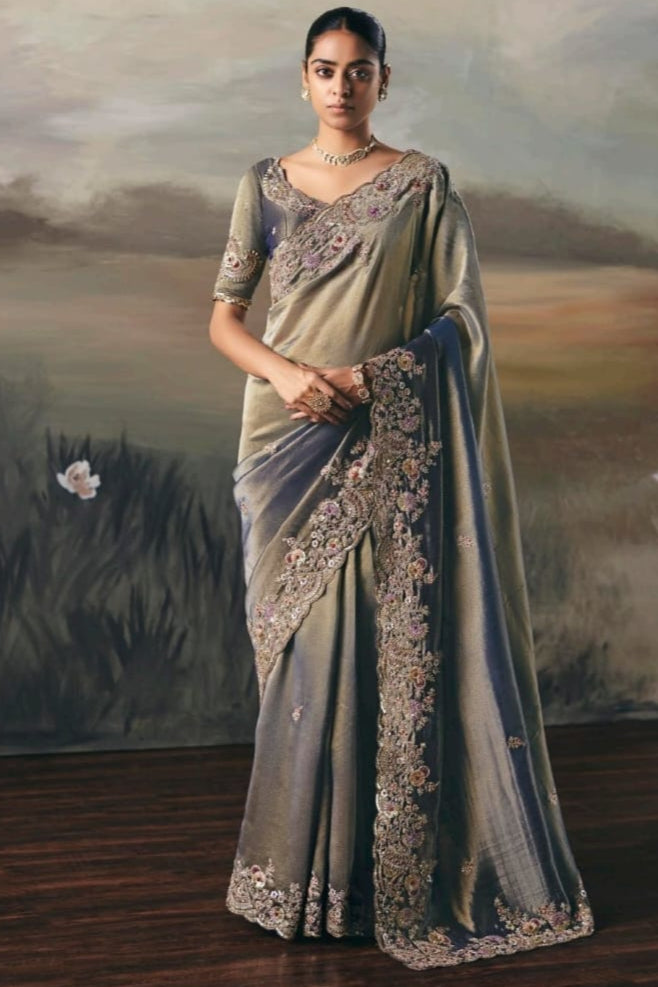 Fairytale in Raindrops Fancy Tissue Silk Saree