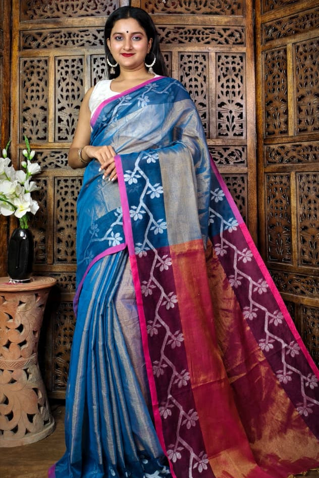 Alokrekha Tissue Cotton Jamdani Saree