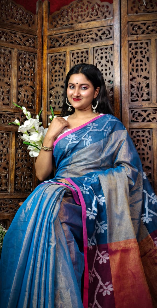 Alokrekha Tissue Cotton Jamdani Saree