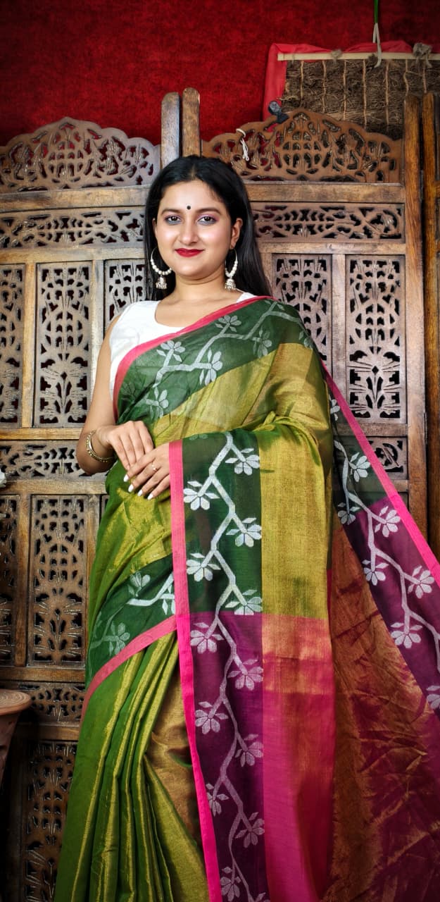 Alokrekha Tissue Cotton Jamdani Saree