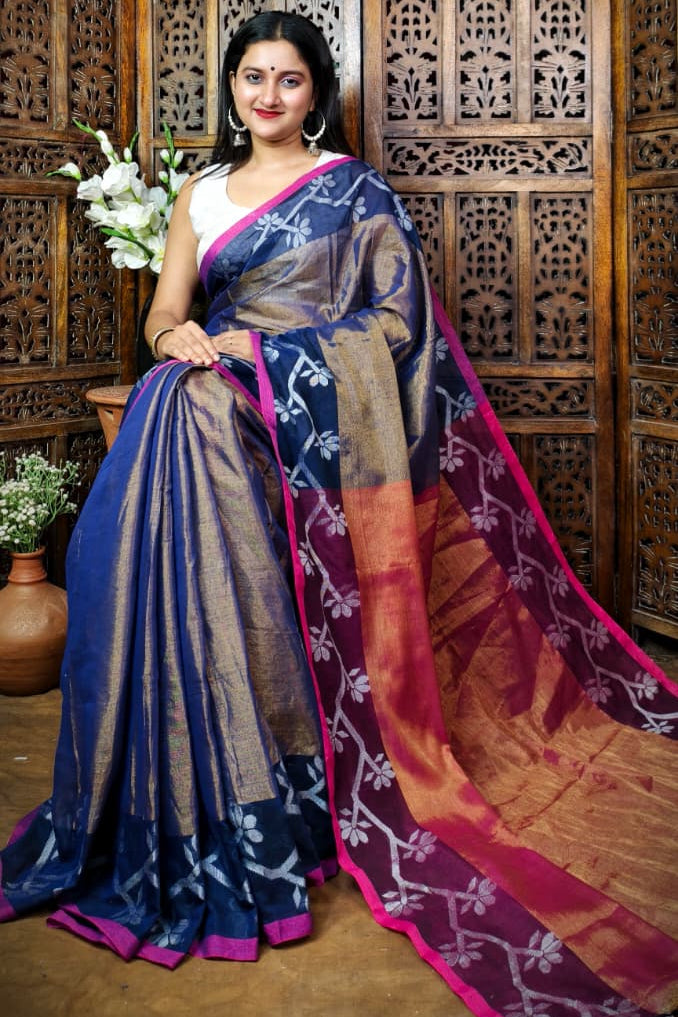Alokrekha Tissue Cotton Jamdani Saree