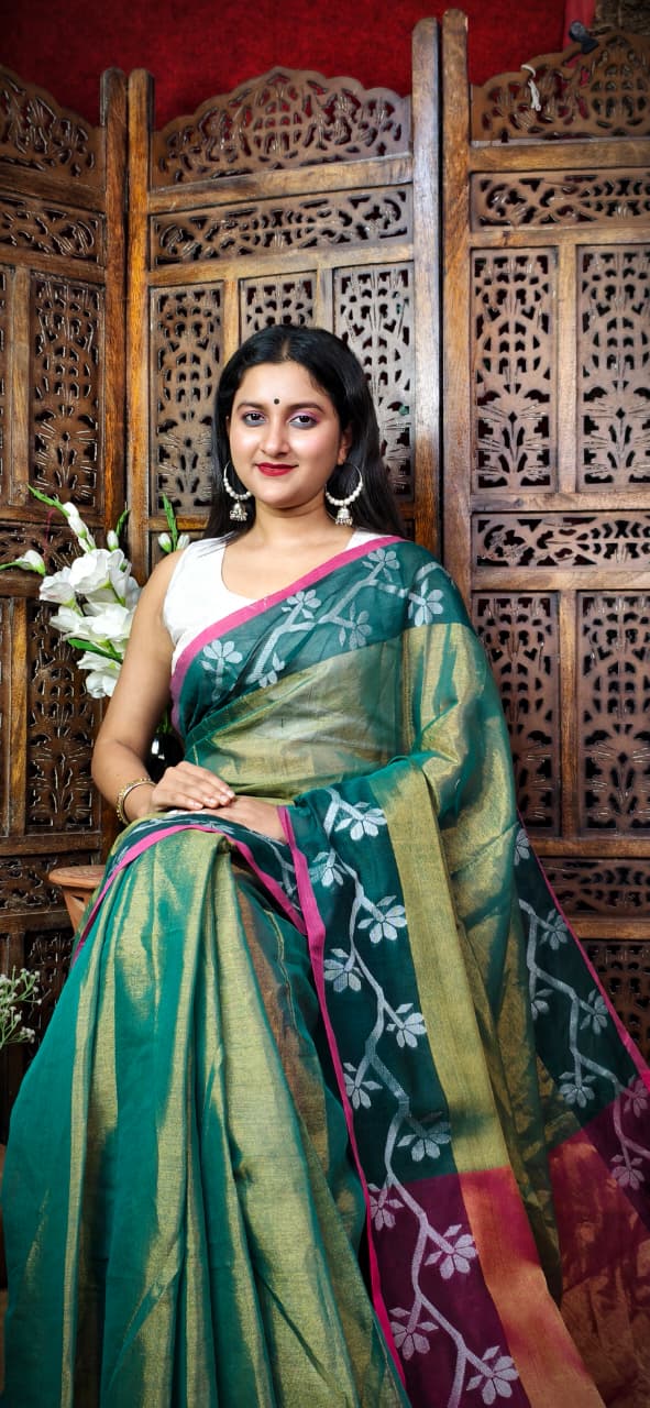 Alokrekha Tissue Cotton Jamdani Saree