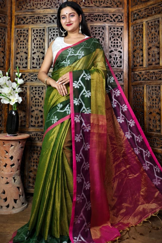 Alokrekha Tissue Cotton Jamdani Saree