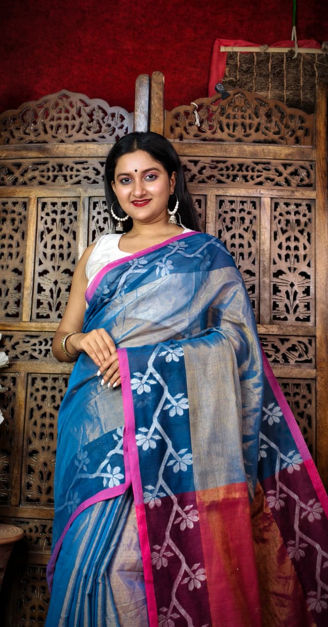 Alokrekha Tissue Cotton Jamdani Saree