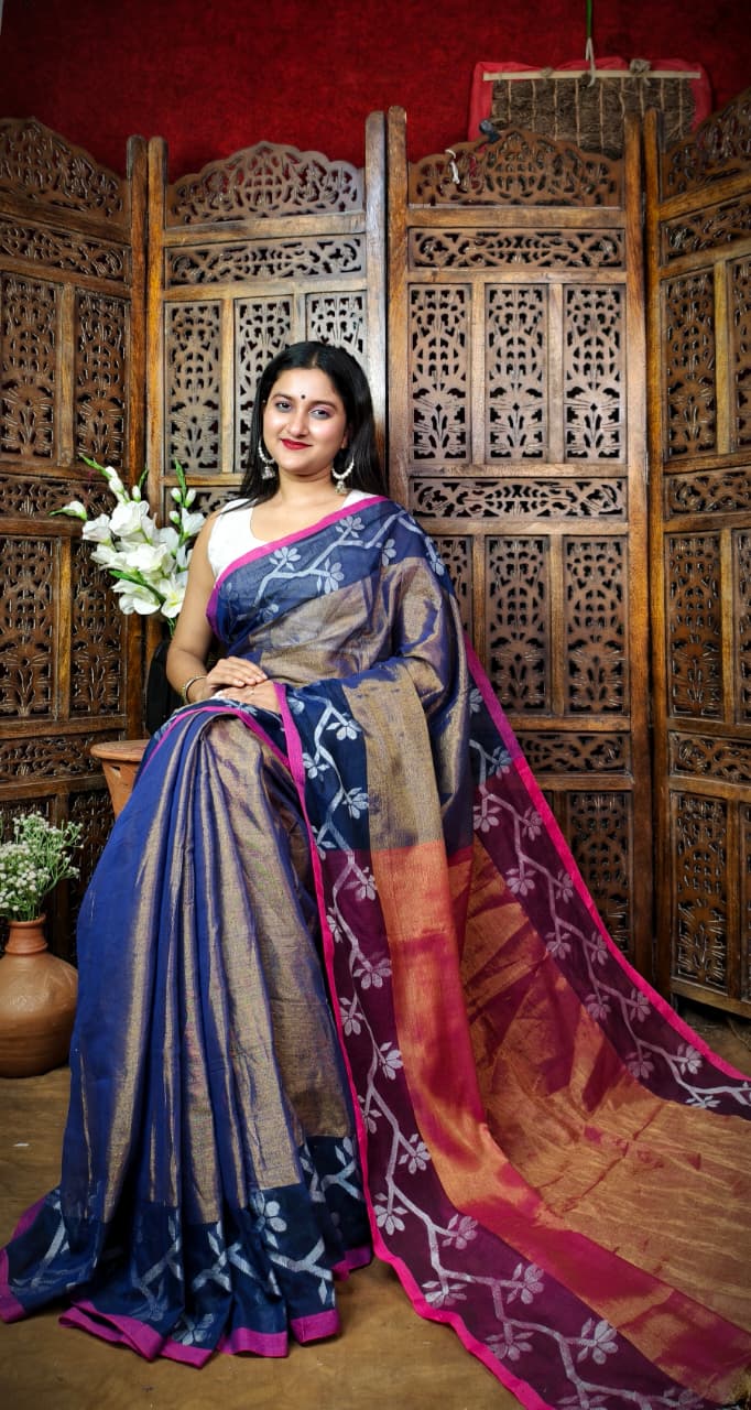 Alokrekha Tissue Cotton Jamdani Saree