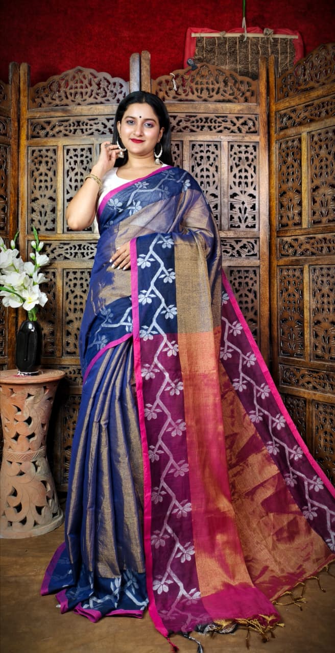 Alokrekha Tissue Cotton Jamdani Saree