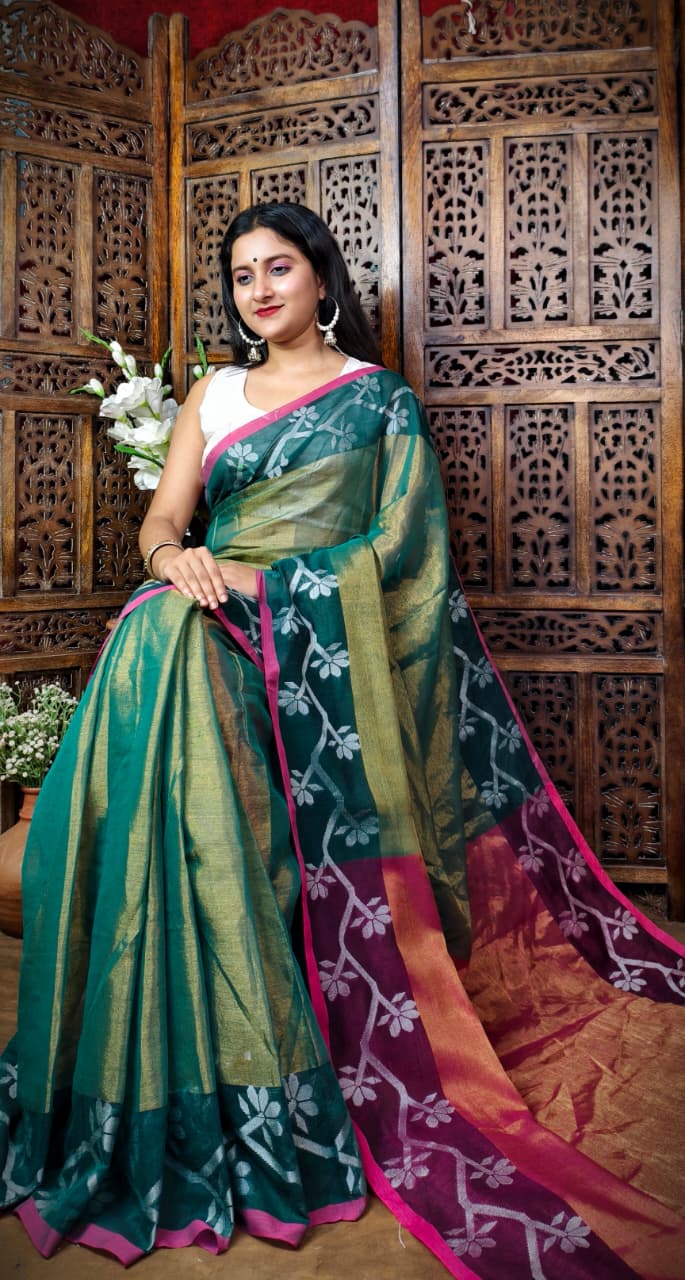 Alokrekha Tissue Cotton Jamdani Saree
