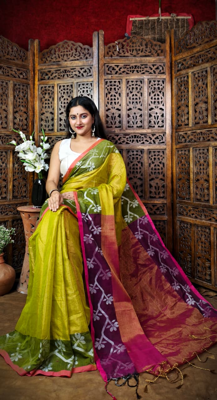Alokrekha Tissue Cotton Jamdani Saree
