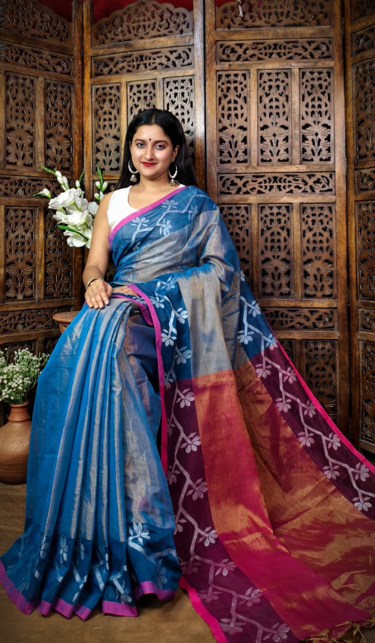 Alokrekha Tissue Cotton Jamdani Saree