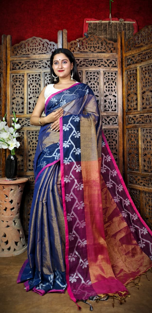 Alokrekha Tissue Cotton Jamdani Saree