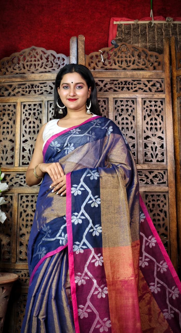 Alokrekha Tissue Cotton Jamdani Saree