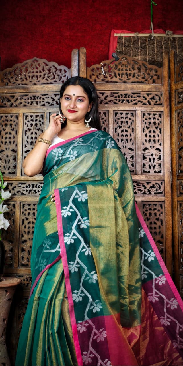 Alokrekha Tissue Cotton Jamdani Saree