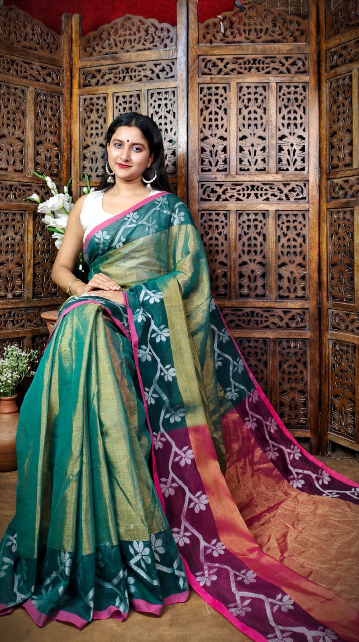 Alokrekha Tissue Cotton Jamdani Saree