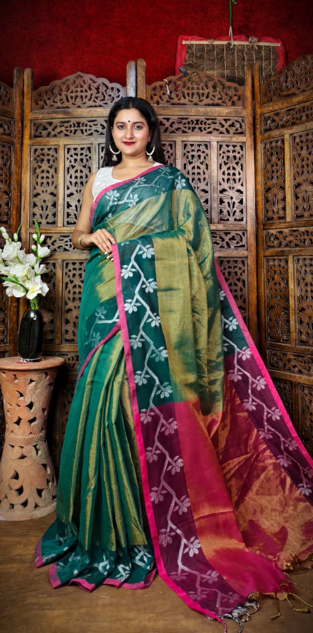 Alokrekha Tissue Cotton Jamdani Saree