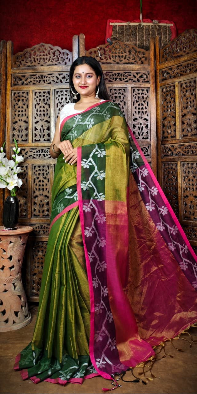 Alokrekha Tissue Cotton Jamdani Saree