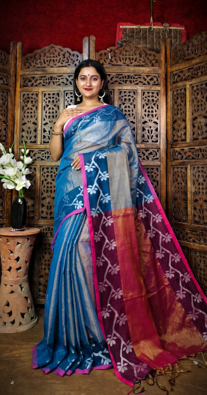 Alokrekha Tissue Cotton Jamdani Saree