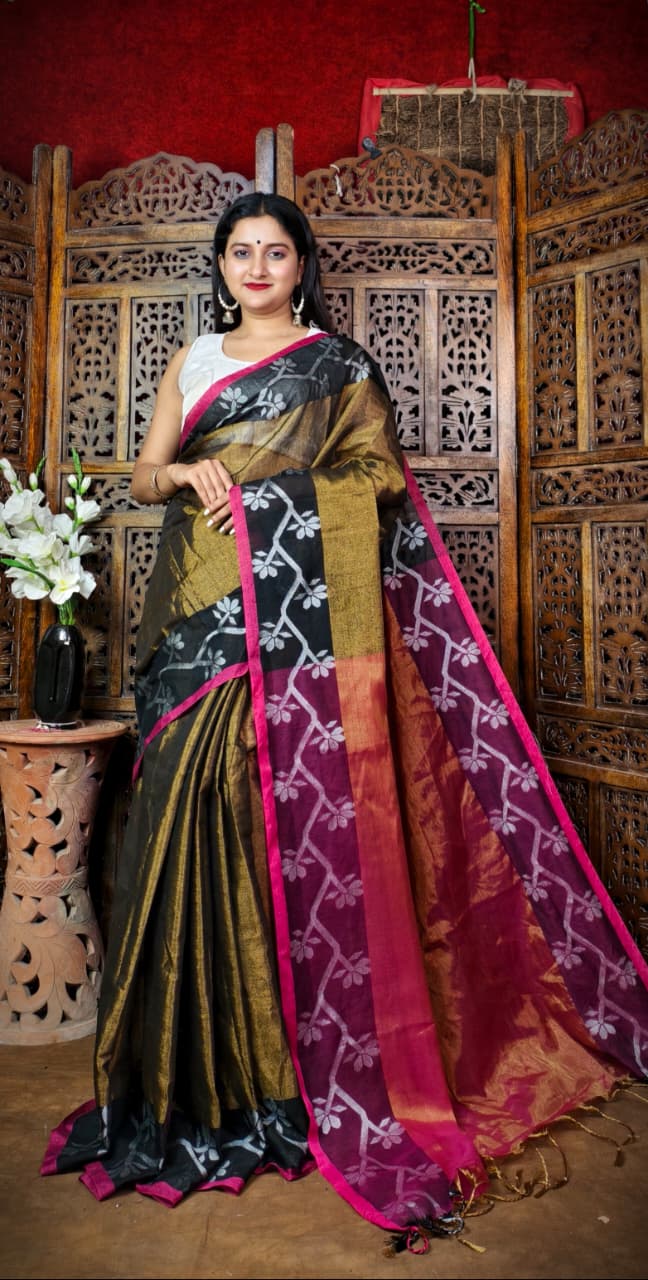 Alokrekha Tissue Cotton Jamdani Saree