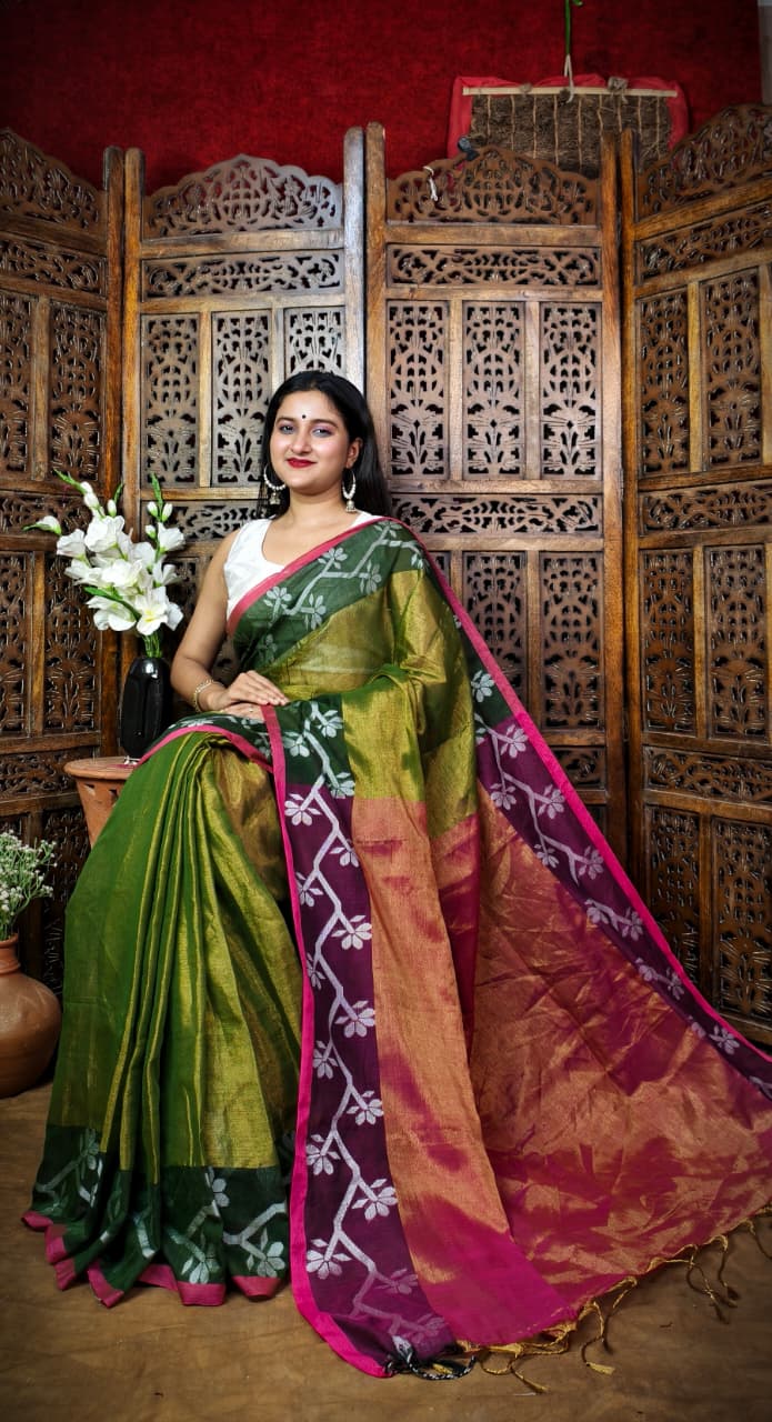Alokrekha Tissue Cotton Jamdani Saree