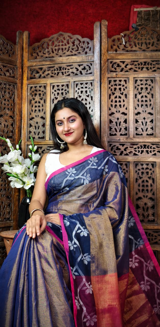 Alokrekha Tissue Cotton Jamdani Saree