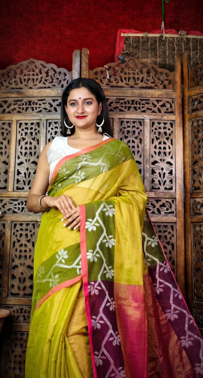 Alokrekha Tissue Cotton Jamdani Saree