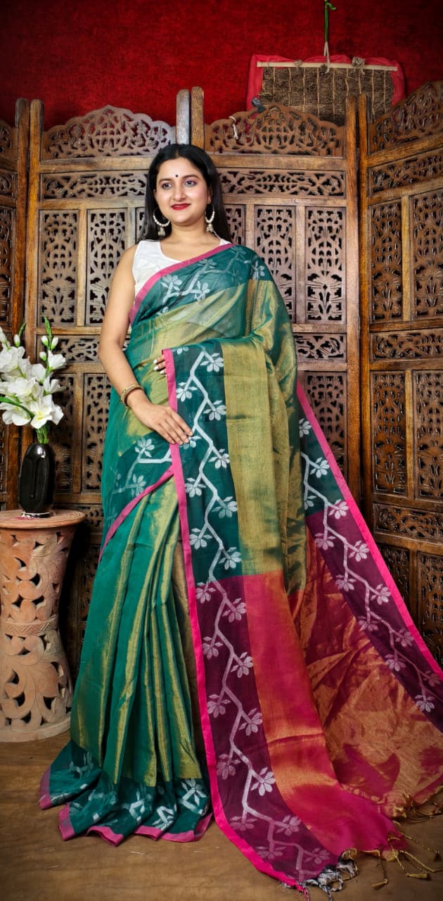 Alokrekha Tissue Cotton Jamdani Saree