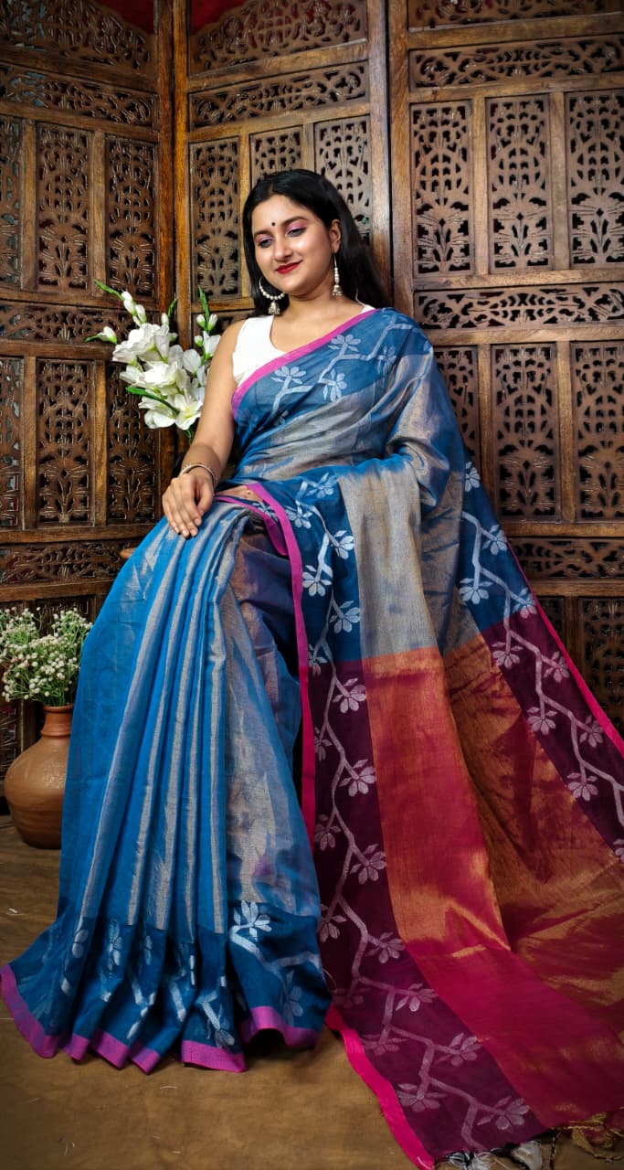 Alokrekha Tissue Cotton Jamdani Saree