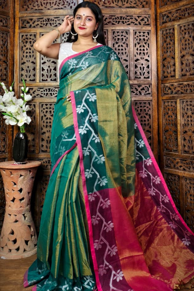 Alokrekha Tissue Cotton Jamdani Saree