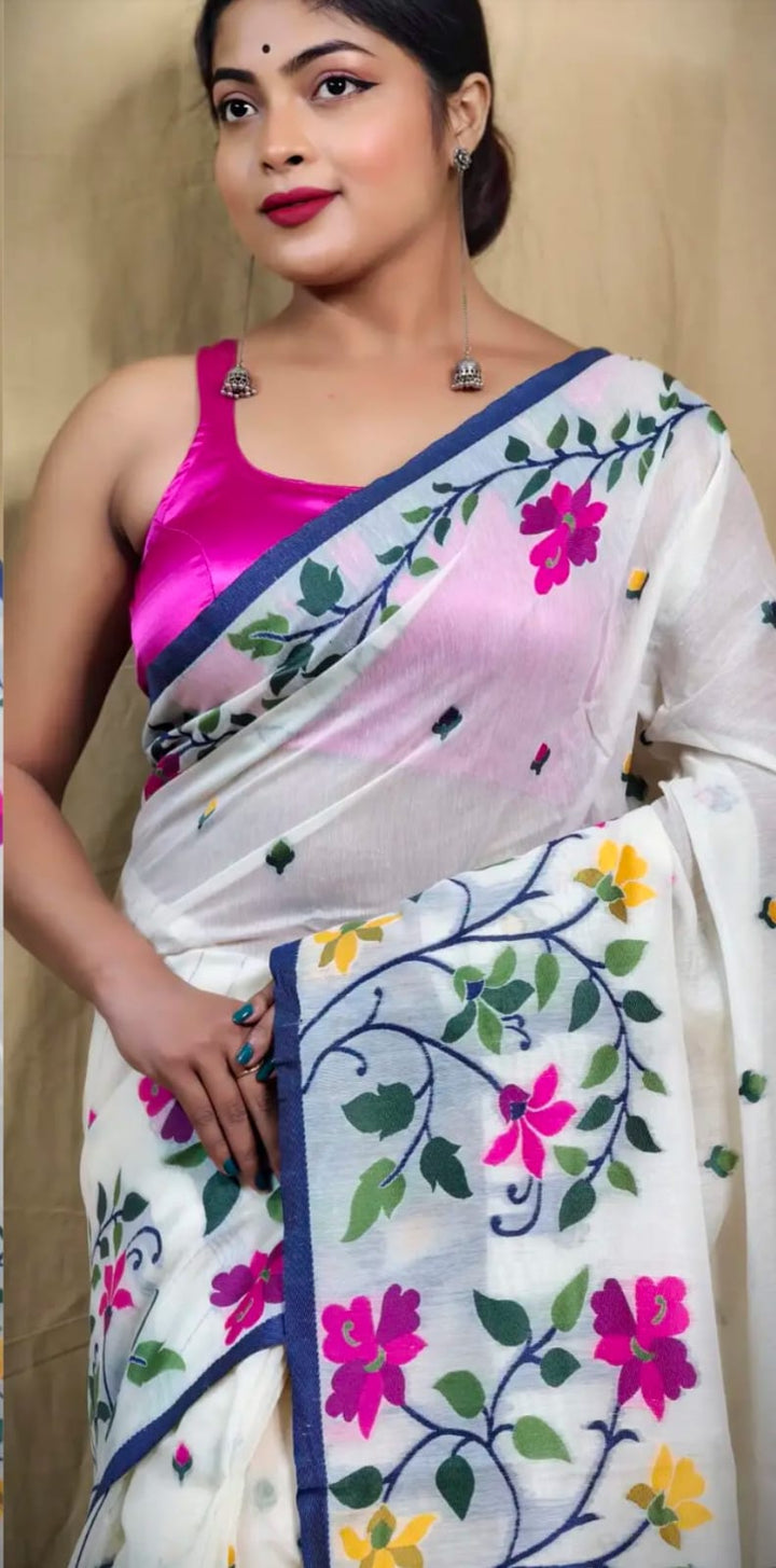 Roop Sundori Cotton Silk Jamdani Saree