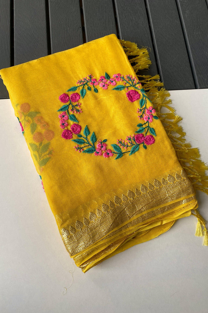 Royal Ink Georgette Silk Saree