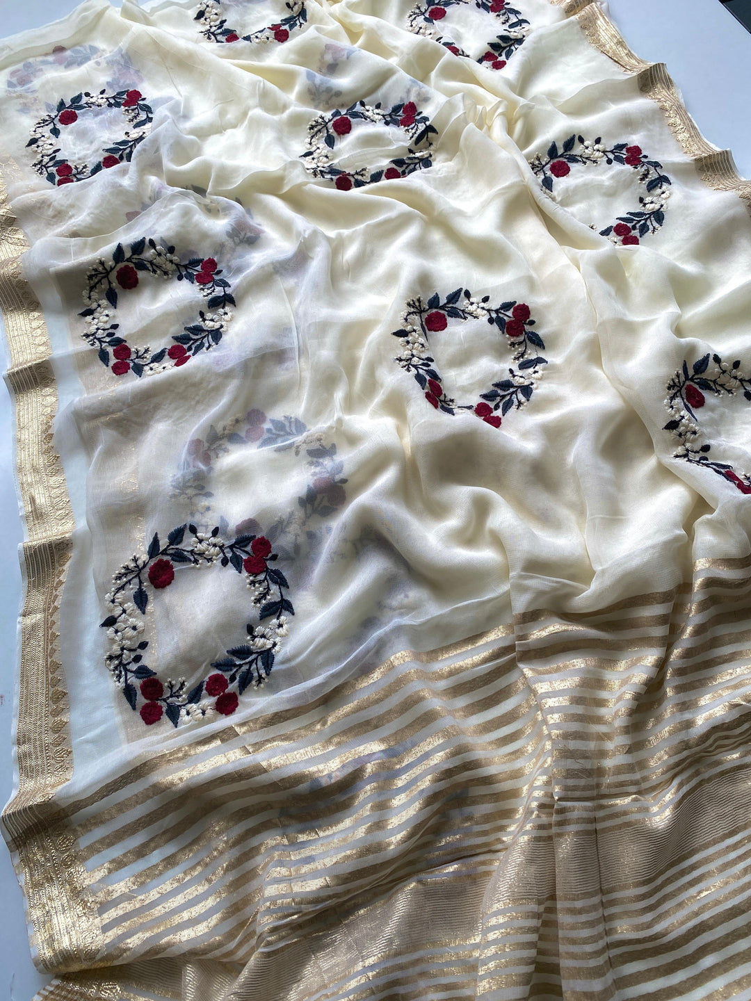 Royal Ink Georgette Silk Saree